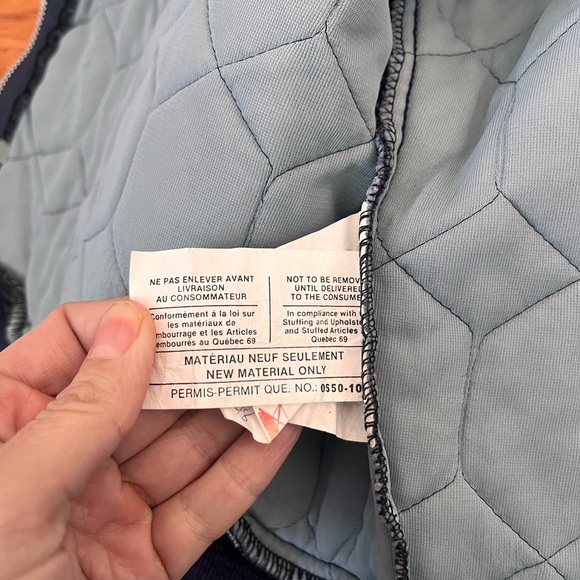 Vintage Neutral Gender Navy Quilted Bomber Jacket - Picture 10 of 14